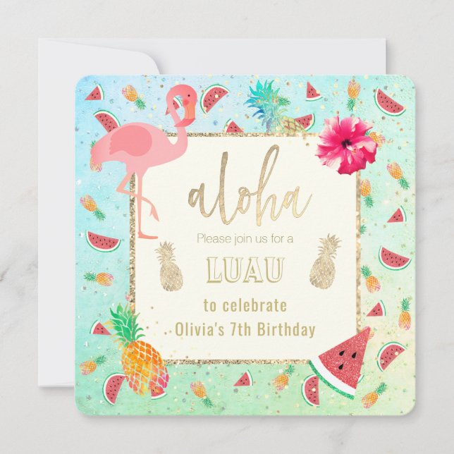 Convite festa de luau de verão (Frente)