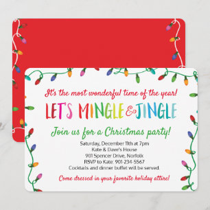 Convite Festa de Luzes de Natal da feliz Mingle e Jingle