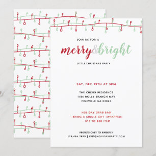 Convite Festa de Luzes de Natal Vermelhas e Verde Desenhad