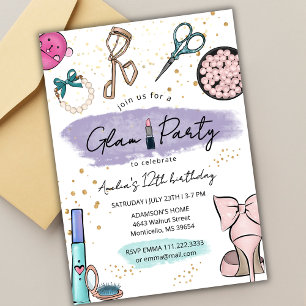 Convite Festa de Maquiagem Glamourosa Spa de Beleza Aniver