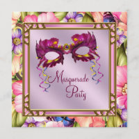 Festa de Máscara de Carnaval Rosa Dourado Roxo