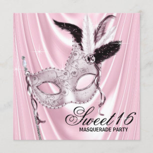Convite Festa de Mascarada 16, Rosa Satin Sweet