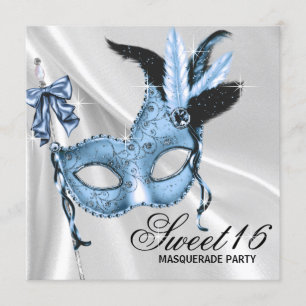 Convite Festa de Mascarada Baby Blue Sweet 16