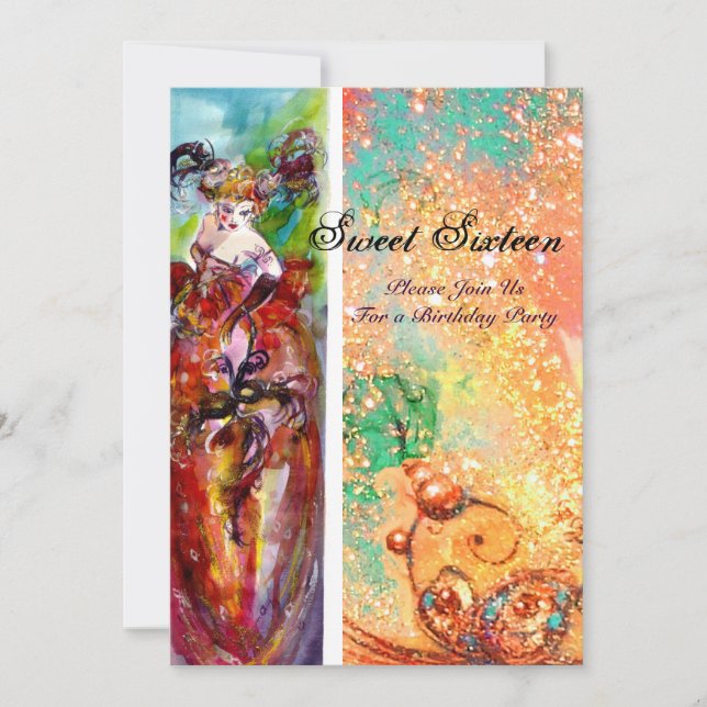 Convite Festa de Mascarada de COLUNA Doce dos Dezesseis, a (Frente)