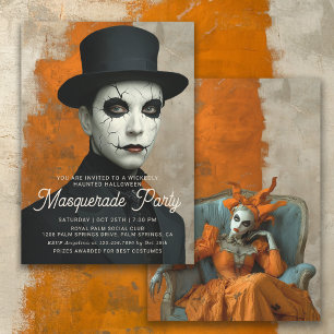 Convite Festa de Mascarada de Halloween Hunted Teatral