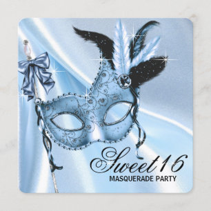 Convite Festa de Máscaras Baby Blue Sweet 16