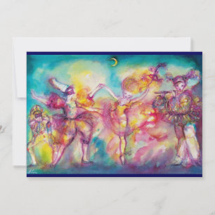 Convite FESTA DE MÁSCARAS, champanhe metálico