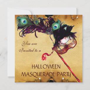Convite Festa de Máscaras de HALLOWEEN pergaminho