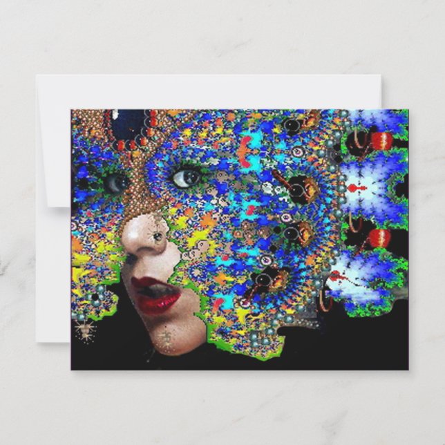 Convite Festa de Máscaras EPHEMERAL Mardi Gras ,Azul, Másc (Frente)