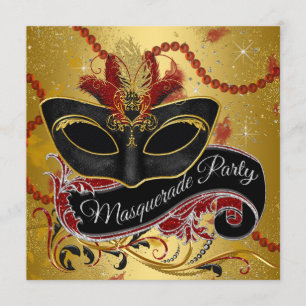Convite Festa de Máscaras Fancy Black Gold