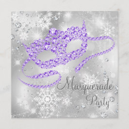Convite Festa de Máscaras Floco de Neve Roxo