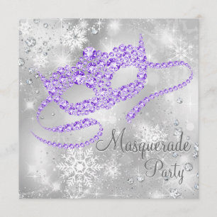 Convite Festa de Máscaras Floco de Neve Roxo
