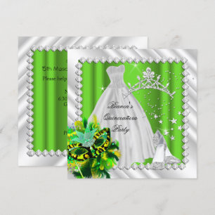 Convite Festa de Máscaras Lime Green Quinceanera 15 Anos