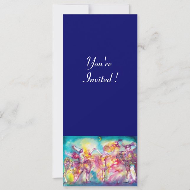 Convite FESTA DE MÁSCARAS, Máscaras de Carnaval, Dança, Mú (Frente)