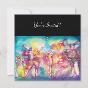 Convite FESTA DE MÁSCARAS, Máscaras de Mardi Gras, Dança, 