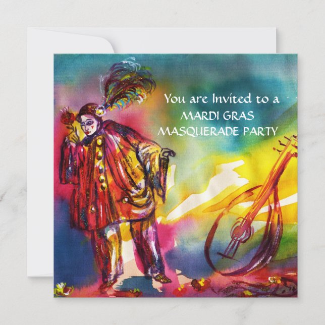 CONVITE FESTA DE MÁSCARAS MUSICAL ROMÂNTICA PIERÔ E ROSAS (Frente)