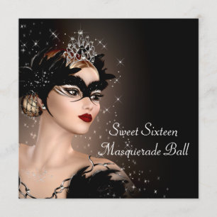 Convite Festa de Máscaras Preto e Branco