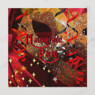 Convite Festa de Máscaras Quinceanera 15 Anos Máscara Verm