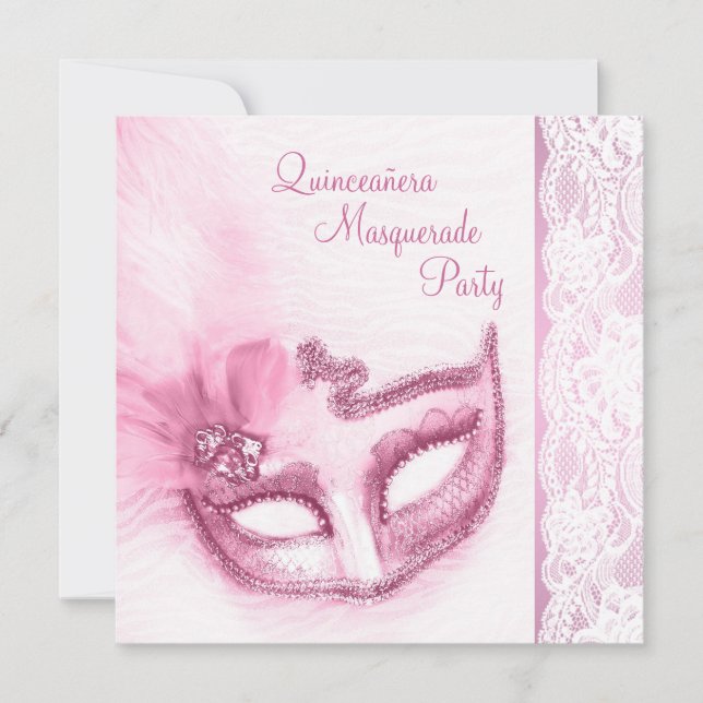 Convite Festa de Máscaras Rosa Bonito (Frente)