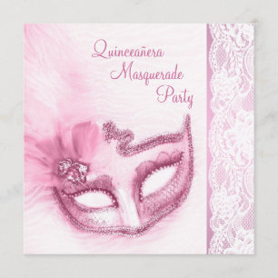 Convite Festa de Máscaras Rosa Bonito