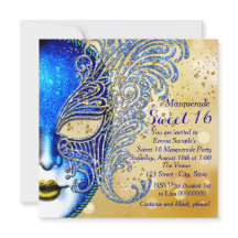 Festa de Máscaras Sweet 16 Azul Real e Dourado