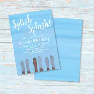 Convite Festa de Meninas na Praia e no Lago no Verão