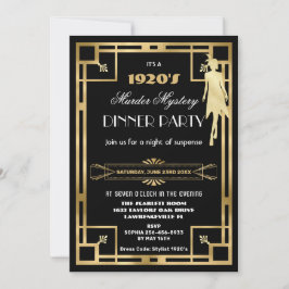 Convite Festa de Mistério de Assassinato Art Deco Gatsby R