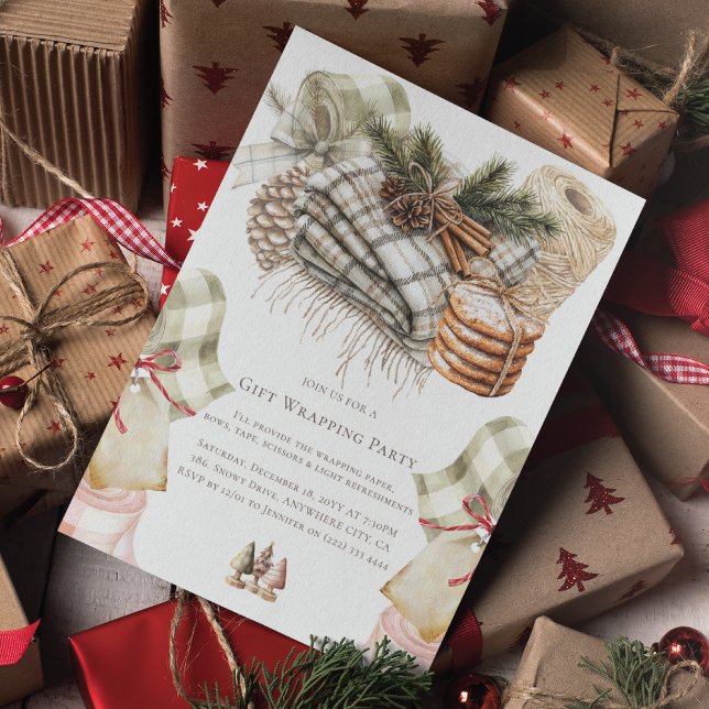 Convite Festa de moldagem de presente de Natal em Watercol (Criador carregado)