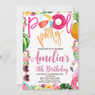 Convite Festa de Nado, Festa de Piscina, Aniversário, Qual