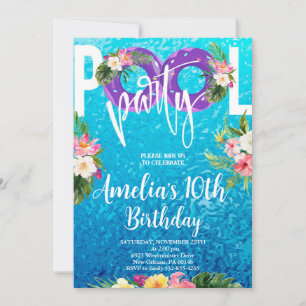 Convite Festa de Natação, Festa de Aniversário na Piscina 