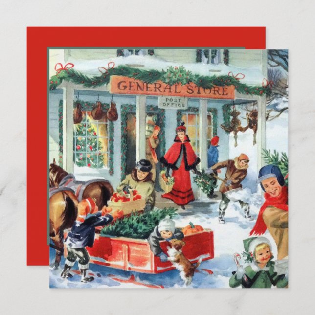 Convite festa de natais vintages (Frente/Verso)