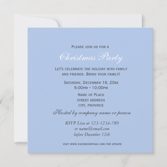 Convite Festa de natais vintages azuis (Frente)