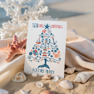 Convite Festa de Natal à Beira-Mar com Árvore Náutica