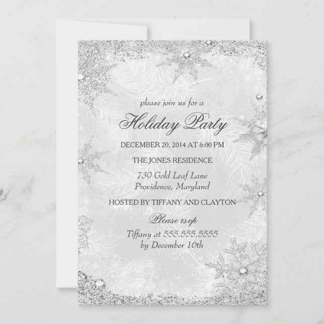 Convite Festa de Natal A da Silver Winter Wonderland (Frente)