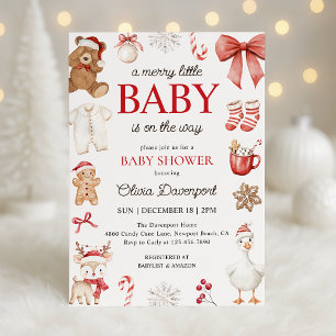 Convite Festa de Natal Alegre e Inverno Baby Shower