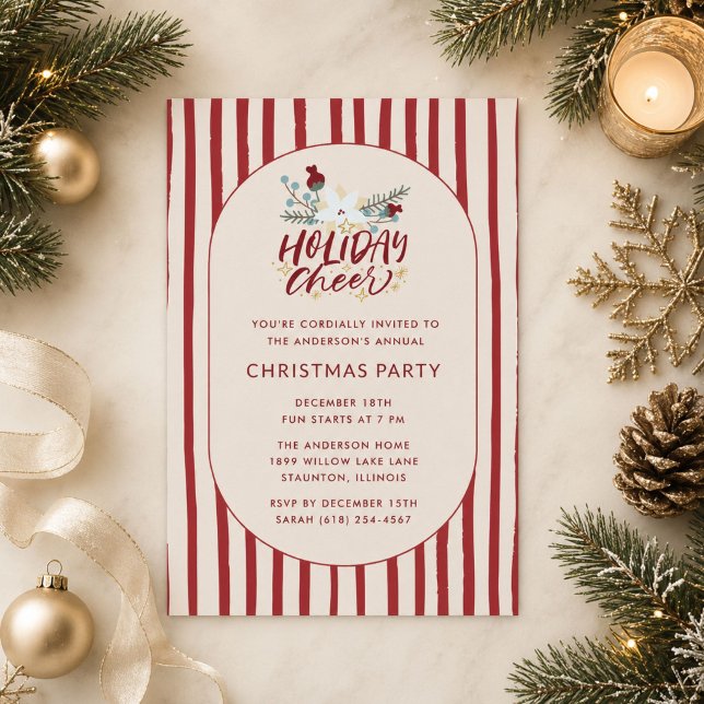 Convite Festa de Natal Alegria de Natal  (Holiday Cheer Christmas Holiday Party Invitation)