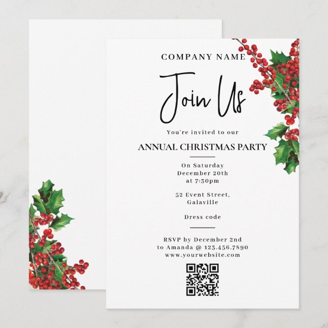 Convite Festa de Natal Anual da Sede da Empresa (Frente/Verso)