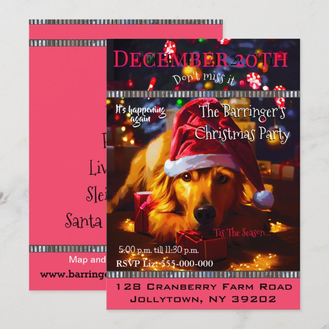 Convite Festa de Natal Anual do Bow Wow Big Santa (Frente/Verso)