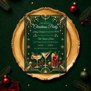 Convite Festa de Natal Art Déco Esmeralda