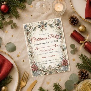 Convite Festa de Natal Art Nouveau Elegante
