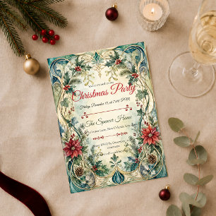 Convite Festa de Natal Art Nouveau Elegante