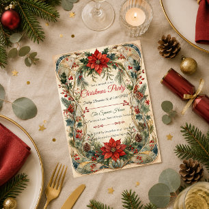 Convite Festa de Natal Art Nouveau Elegante