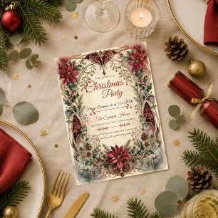 Convite Festa de Natal Art Nouveau Vintage
