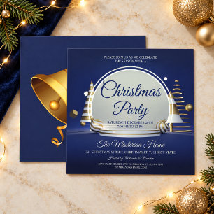 Convite Festa de Natal Árvore de Natal Dourada e Prata Mod