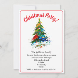 Convite Festa de Natal Árvore de Natal Pintura a Óleo