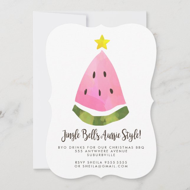 Convite Festa de Natal australiana Aussie Summer no Natal (Frente)
