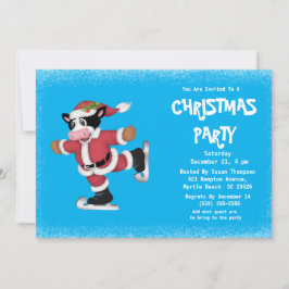 Convite Festa de Natal Azul com Vaca de Pé-Gelo