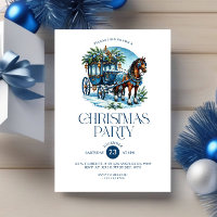 Festa de Natal Azul de Cavalo e Carruagem Convidar