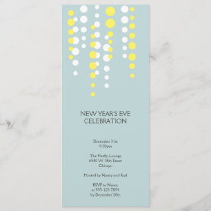 Convite Festa de Natal azul moderna com bolhas de champanh