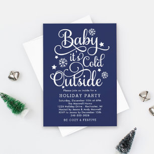 Convite Festa de Natal Baby É Fora Azul Marinho